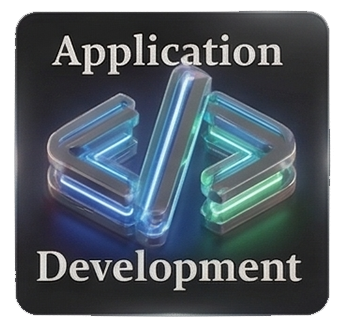 Application development service graphic for custom software, admin systems, dashboards, and workflow automation